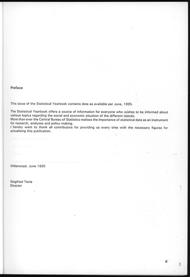 STATISTICAL YEARBOOK NETHERLANDS ANTILLES 1995 - Page iii