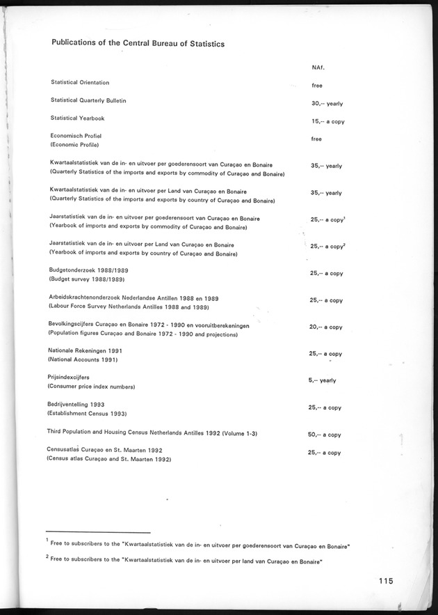 STATISTICAL YEARBOOK NETHERLANDS ANTILLES 1995 - Page 115