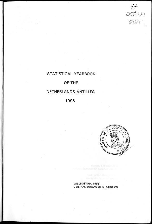 STATISTICAL YEARBOOK NETHERLANDS ANTILLES 1996 - Title Page
