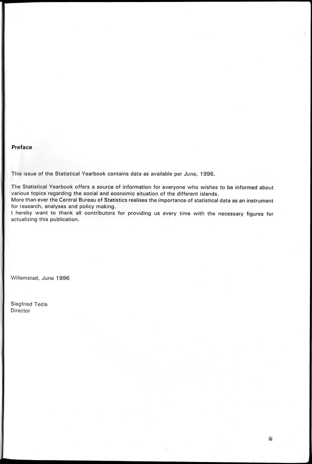 STATISTICAL YEARBOOK NETHERLANDS ANTILLES 1996 - Page iii