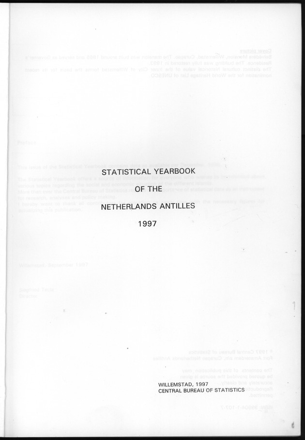 STATISTICAL YEARBOOK NETHERLANDS ANTILLES 1997 - Title Page