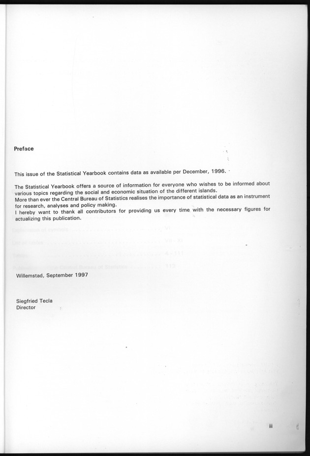 STATISTICAL YEARBOOK NETHERLANDS ANTILLES 1997 - Page iii