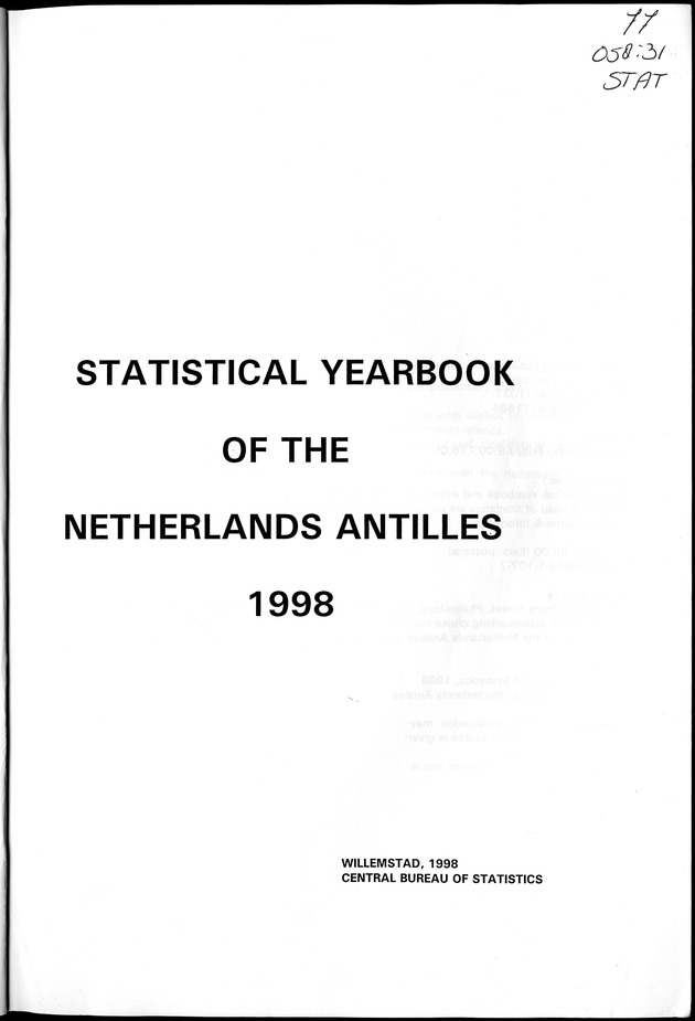 STATISTICAL YEARBOOK NETHERLANDS ANTILLES 1998 - Title Page