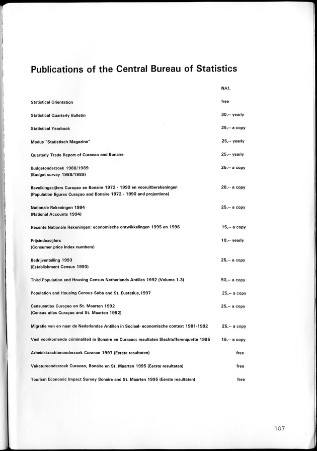 STATISTICAL YEARBOOK NETHERLANDS ANTILLES 1998 - Page 107