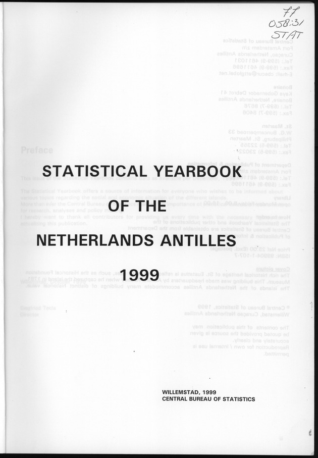 STATISTICAL YEARBOOK NETHERLANDS ANTILLES 1999 - Title Page