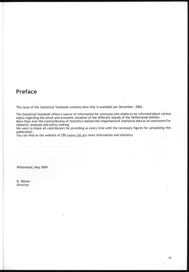STATISTICAL YEARBOOK NETHERLANDS ANTILLES  2001-2002 - Page iii