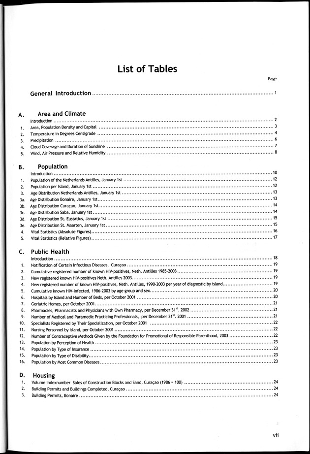 STATISTICAL YEARBOOK NETHERLANDS ANTILLES 2003 - Page vii
