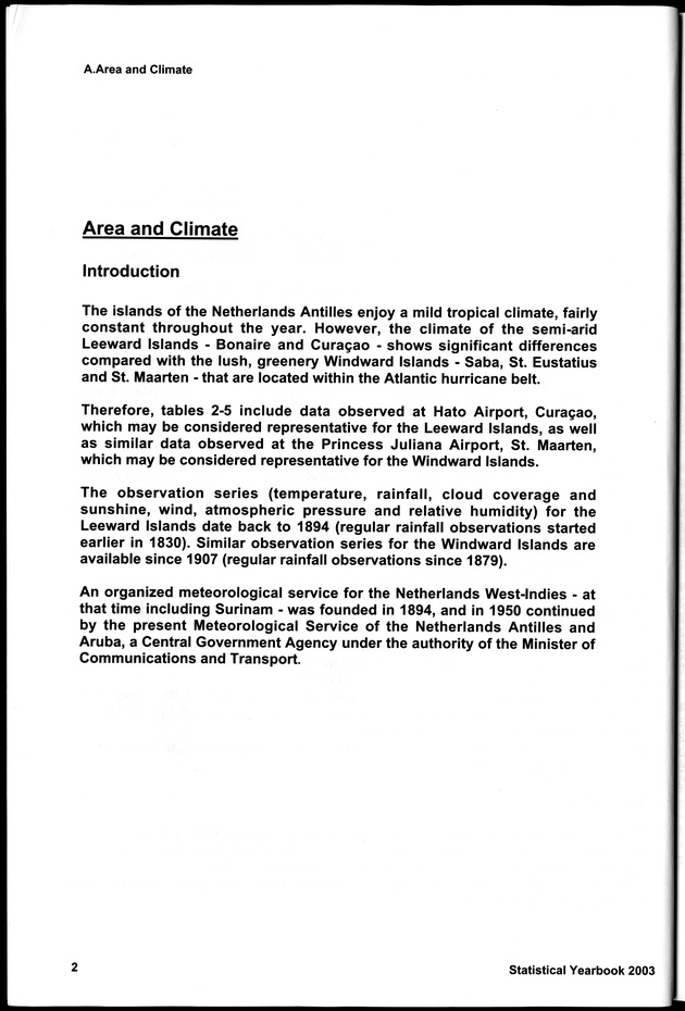 STATISTICAL YEARBOOK NETHERLANDS ANTILLES 2003 - Page 2