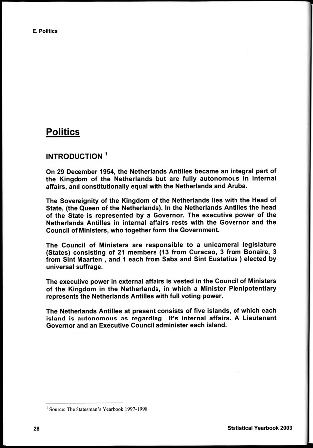 STATISTICAL YEARBOOK NETHERLANDS ANTILLES 2003 - Page 28