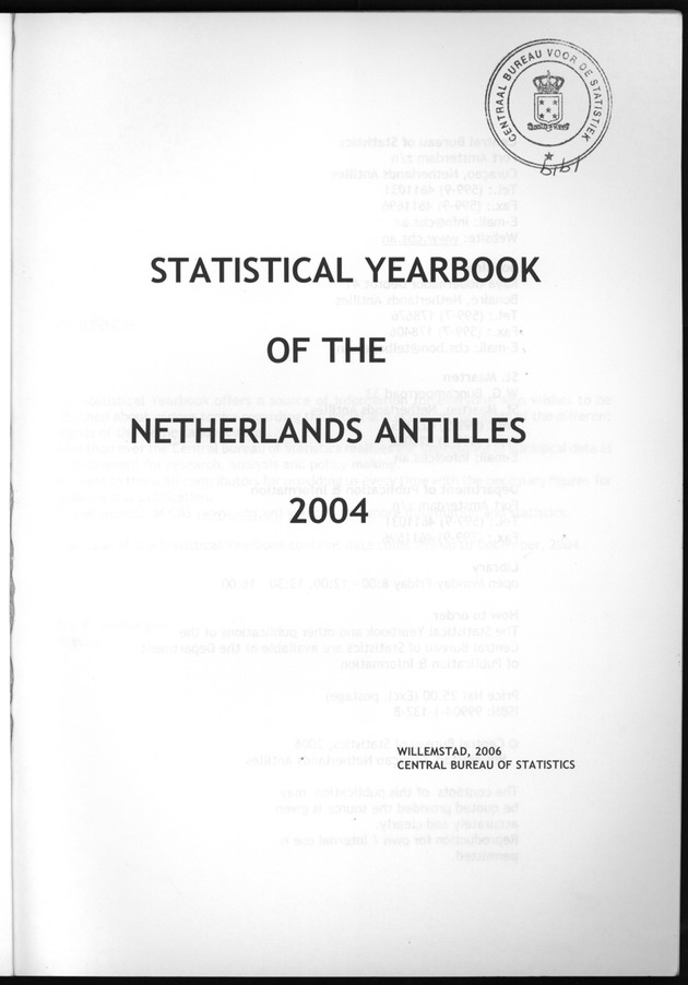 STATISTICAL YEARBOOK NETHERLANDS ANTILLES  2004 - Title Page