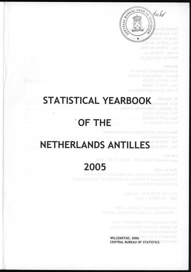 STATISTICAL YEARBOOK NETHERLANDS ANTILLES 2005 - Title Page