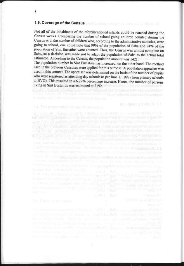 The 1997 population and housing Census in Saba and Sint Eustatius, Nederlands Antilles - Page 8