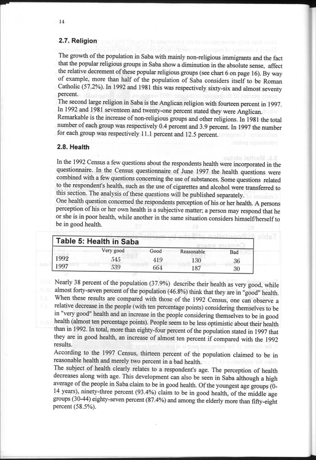 The 1997 population and housing Census in Saba and Sint Eustatius, Nederlands Antilles - Page 14