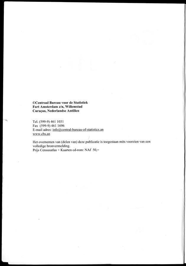 Censusatlas 2001, Curaҫao, Netherlands Antilles - Information Page