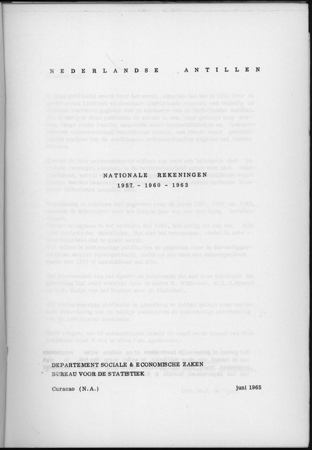 Nationale Rekeningen 1957-1960-1963 - Title Page