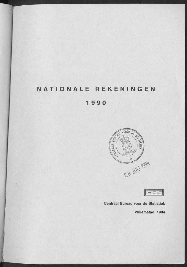 Nationale Rekeningen 1990 - Title Page