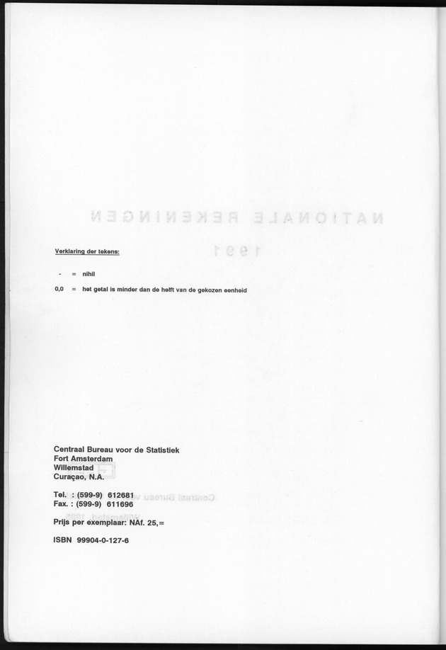 Nationale Rekeningen 1991 - verklaring der tekens