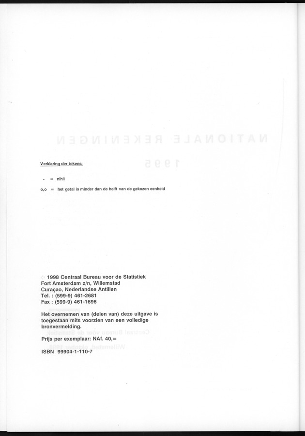 Nationale Rekeningen 1995 - verklaring der tekens