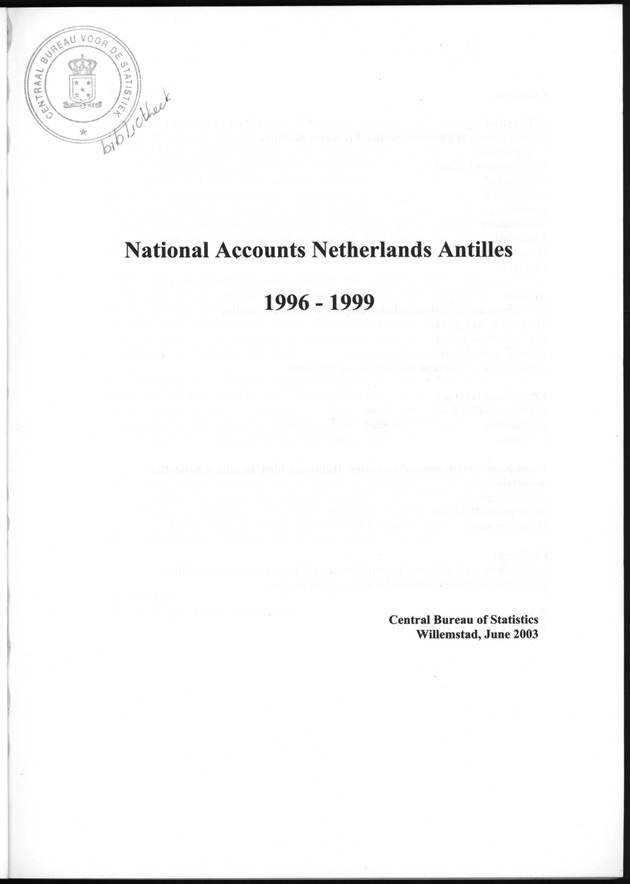 National Accounts Netherlands Antilles 1996-1999 - Title Page
