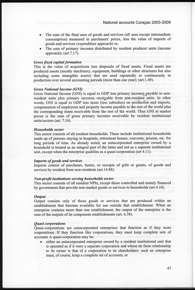 National Accounts Curacao 2003-2009 - Page 47