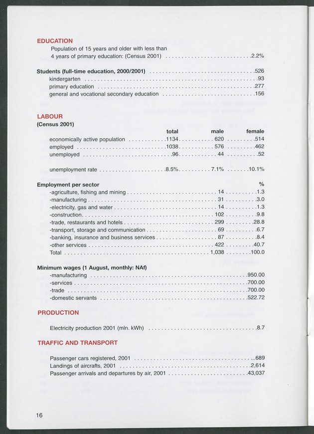 STATISTICAL ORIENTATION 2001 - Page 16