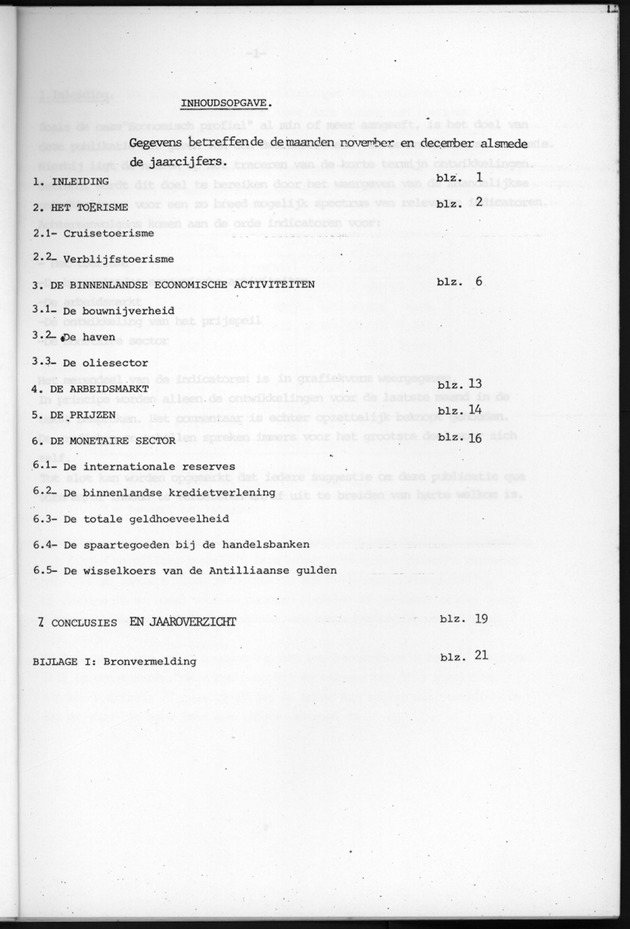 Economisch Profiel Januari 1981, Nummer 1 - Inhoudsopgave
