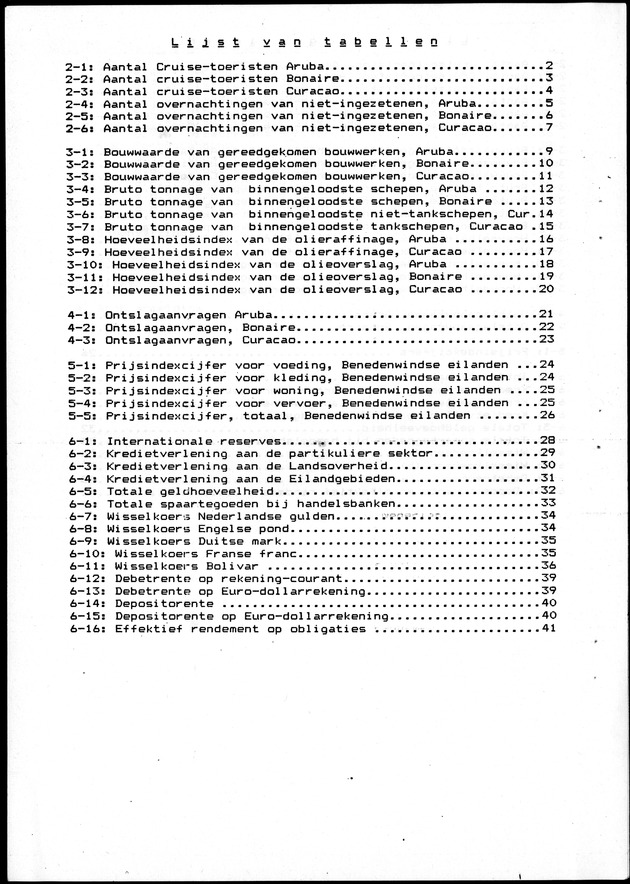 Economisch Profiel Oktober/November 1984,  Nummer 6+7 - Lijst van Tabellen