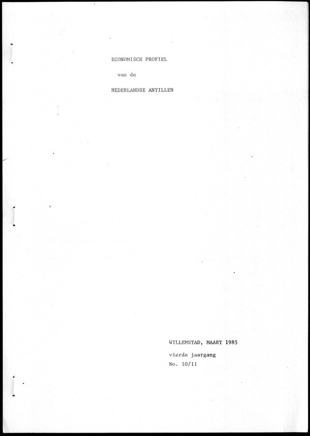 Economisch Profiel Maart 1985, Nummer 10+11 - Title Page