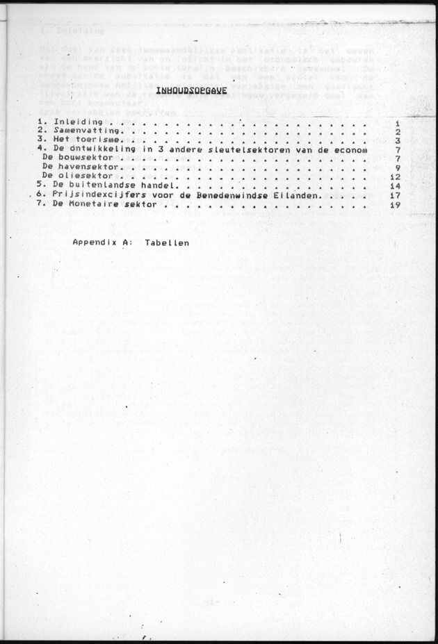 Economisch Profiel Augustus 1985, Nummer 2 - Inhoudsopgave