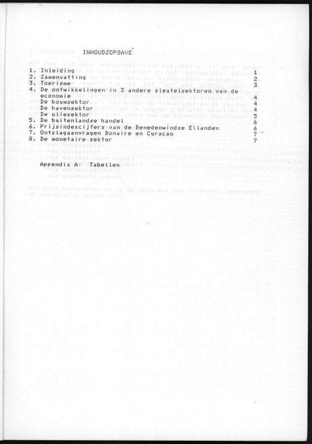 Economisch Profiel December 1985, Nummer 4 - Inhoudsopgave