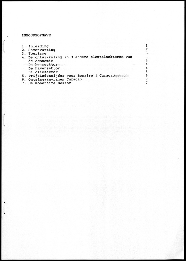Economisch Profiel Februari 1986, Nummer 5 - Inhoudsopgave