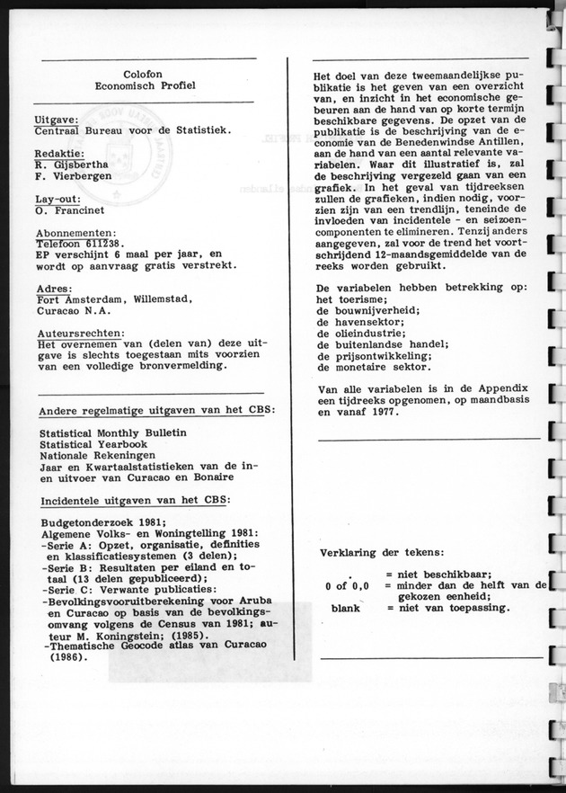 Economisch Profiel December 1986, Nummer 4 - Colofon