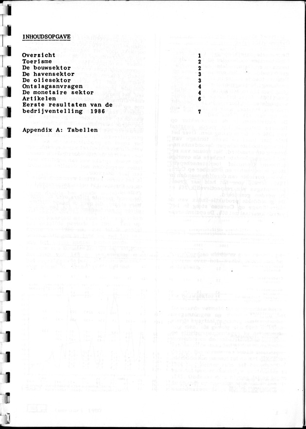 Economisch Profiel Februari 1987, Nummer 5 - Inhoudsopgave