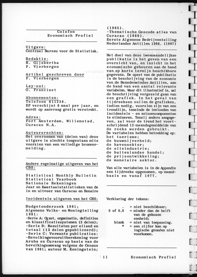 Economisch Profiel April 1988, Nummer 6 - Colofon