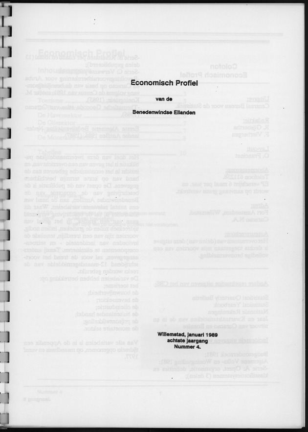 Economisch Profiel Januari 1989, Nummer 4 - Title Page