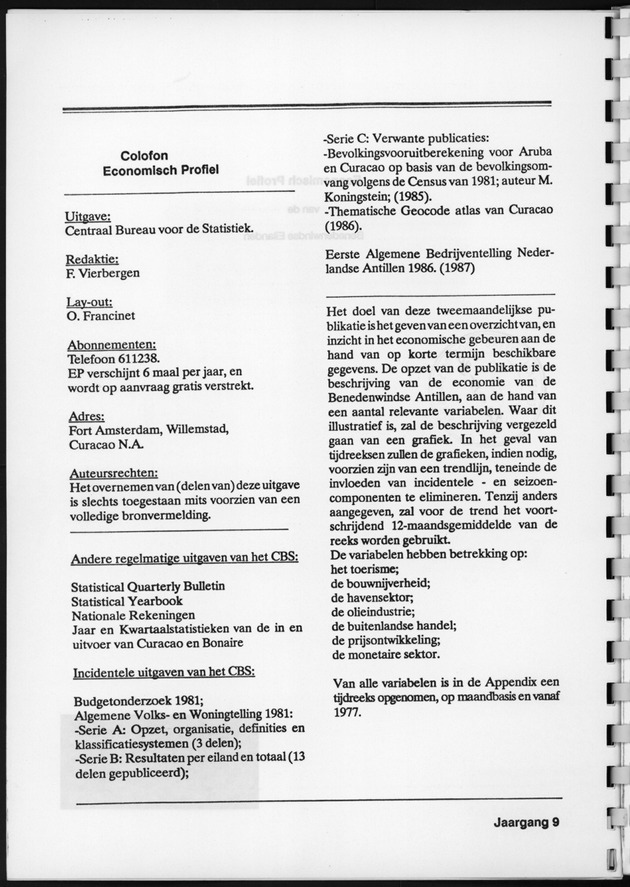 Economisch Profiel Augustus 1990, Nummer 3+4 - Colofon
