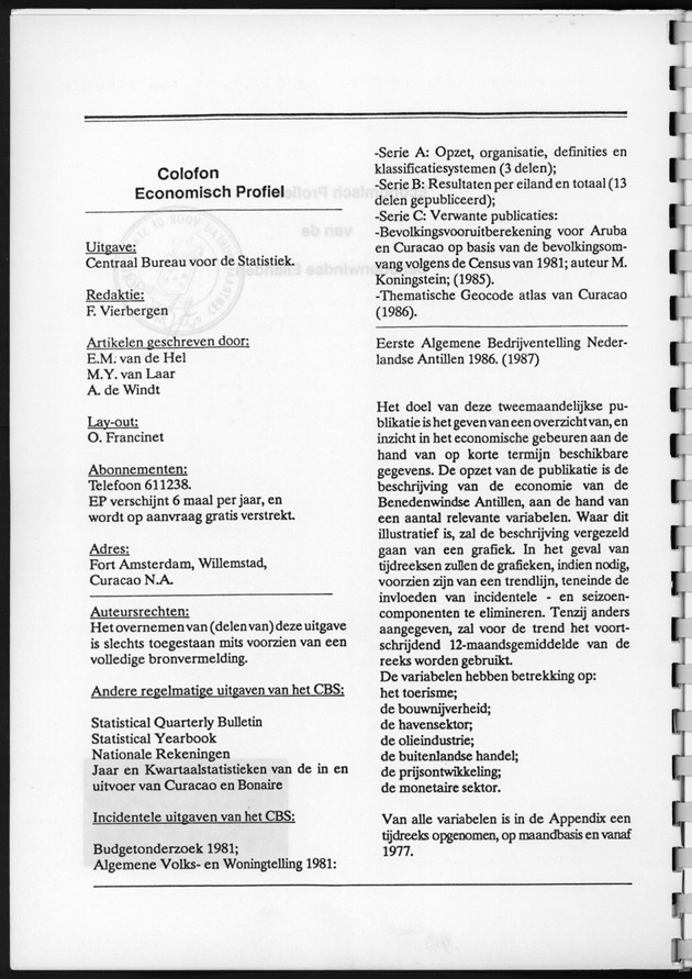 Economisch Profiel December 1990, Nummer 5 - Colofon
