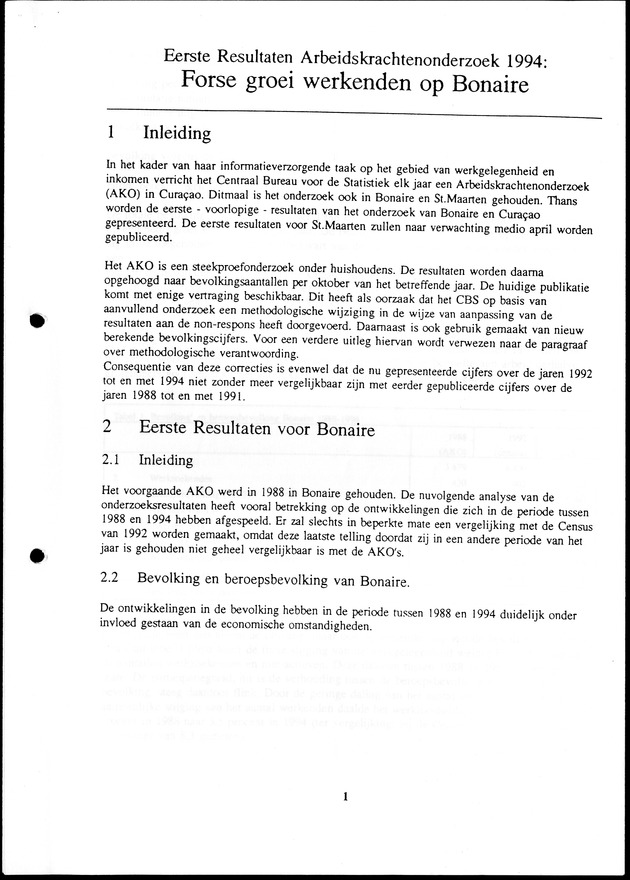 Arbeidskrachten Onderzoek Bonaire en Curacao 1994 - Page 1Page 2
