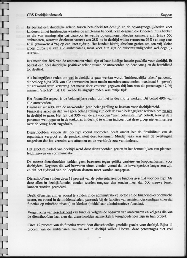 CBS onderzoek Deeltijdarbeid 1994 - Page 5