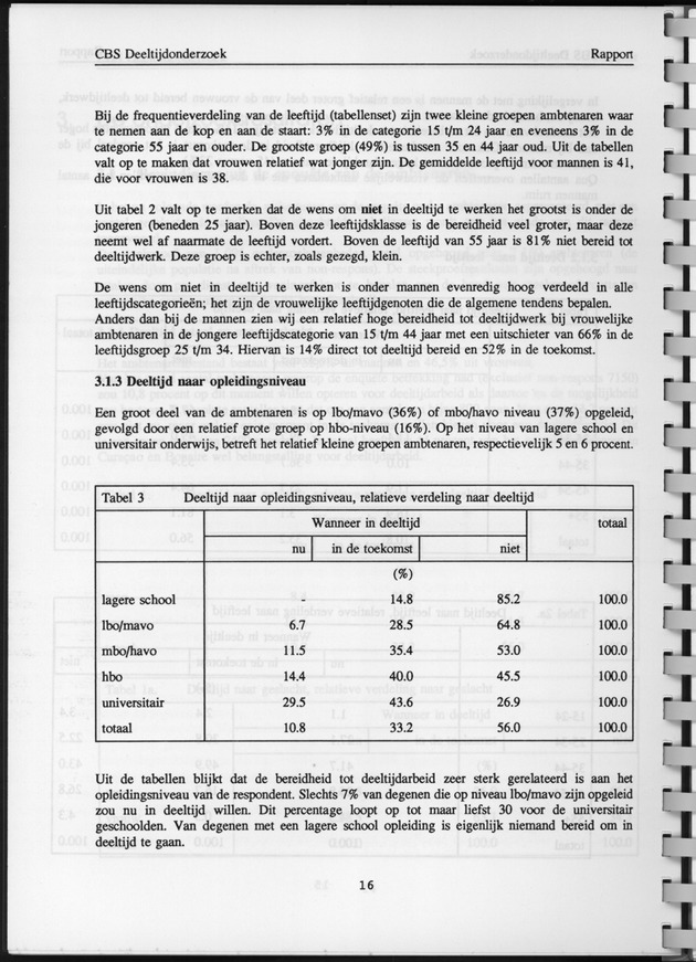 CBS onderzoek Deeltijdarbeid 1994 - Page 16