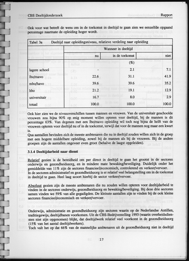 CBS onderzoek Deeltijdarbeid 1994 - Page 17
