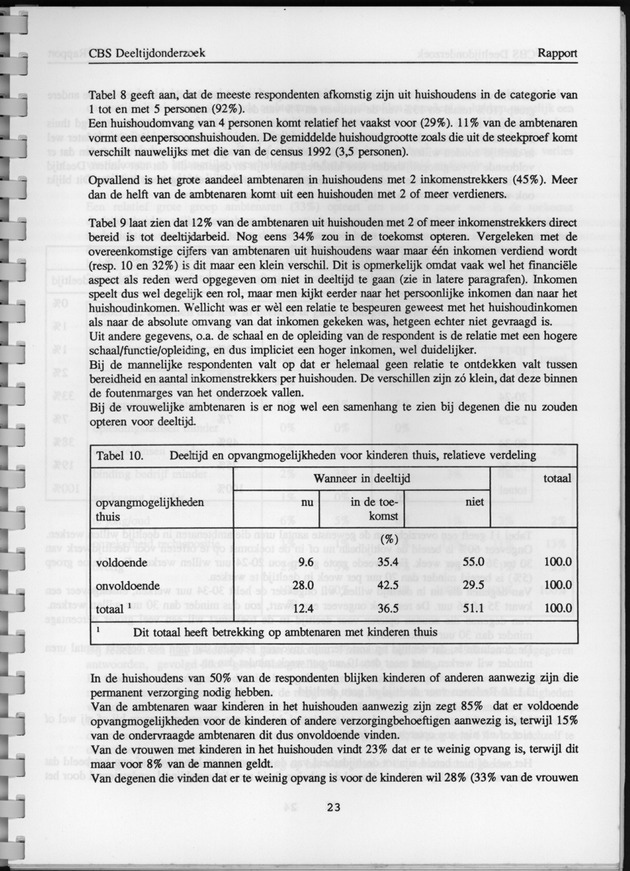 CBS onderzoek Deeltijdarbeid 1994 - Page 23