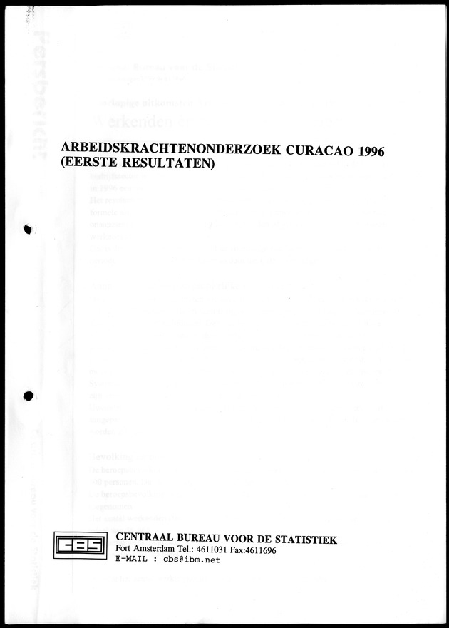 Arbeidskrachtenonderzoek Curacao 1996 - Title Page