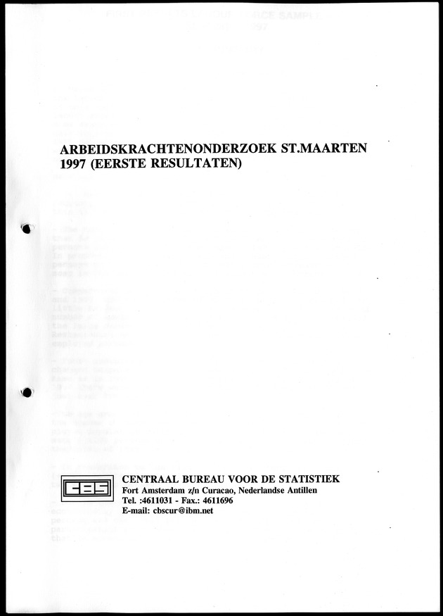 Arbeidskrachtenonderzoek St.Maarten 1997 - Title Page