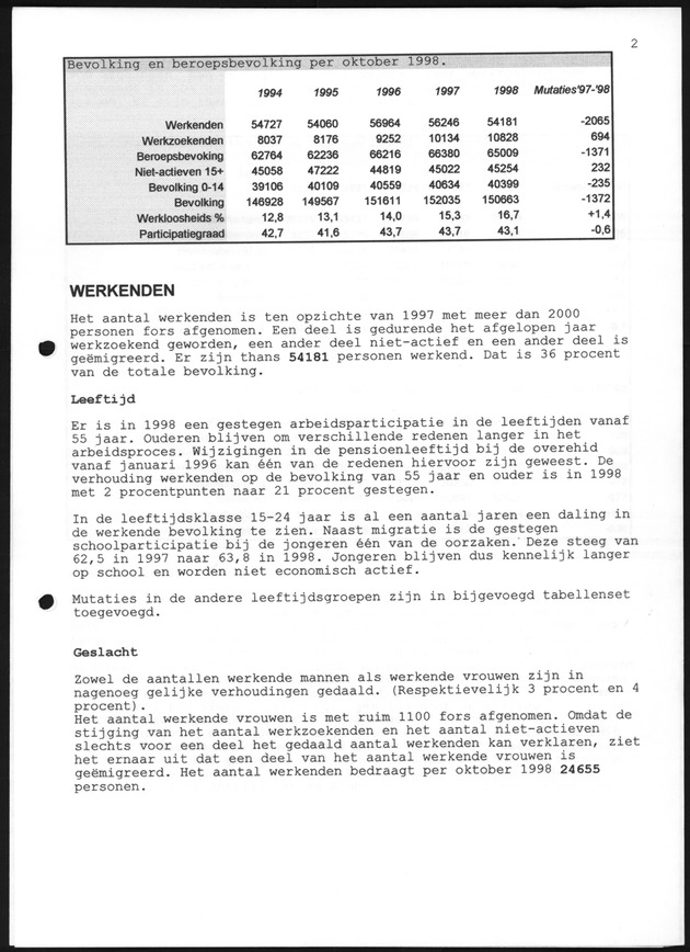 Eerste resultaten Arbeidskrachtenonderzoek 1998 - Page 2
