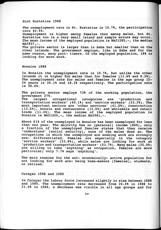Labour force Surveys Netherlands Antilles 1988 and 1989 - Page iv
