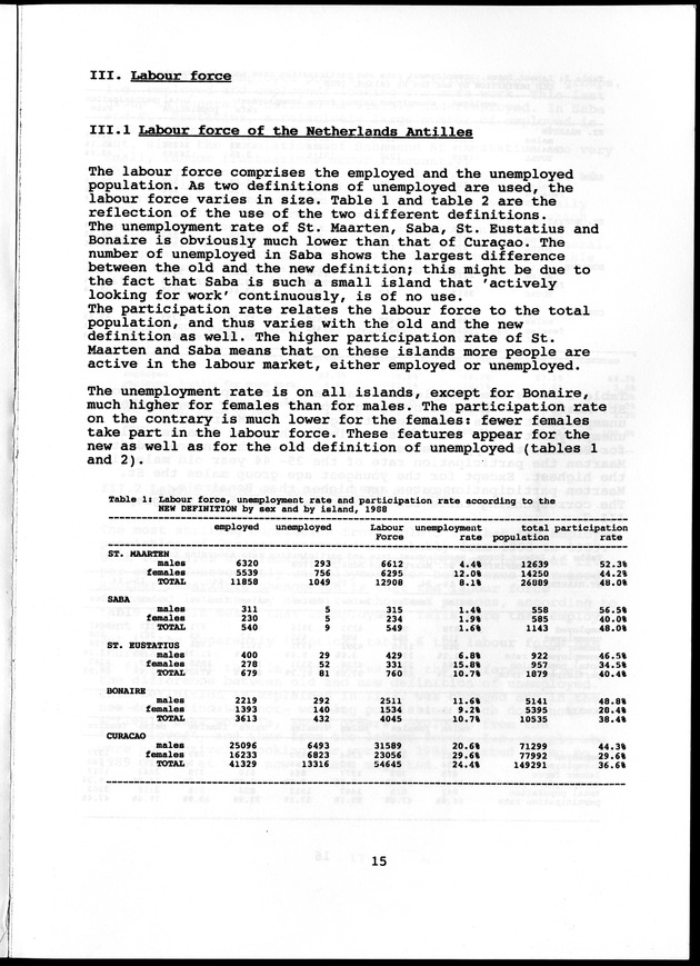 Labour force Surveys Netherlands Antilles 1988 and 1989 - Page 15