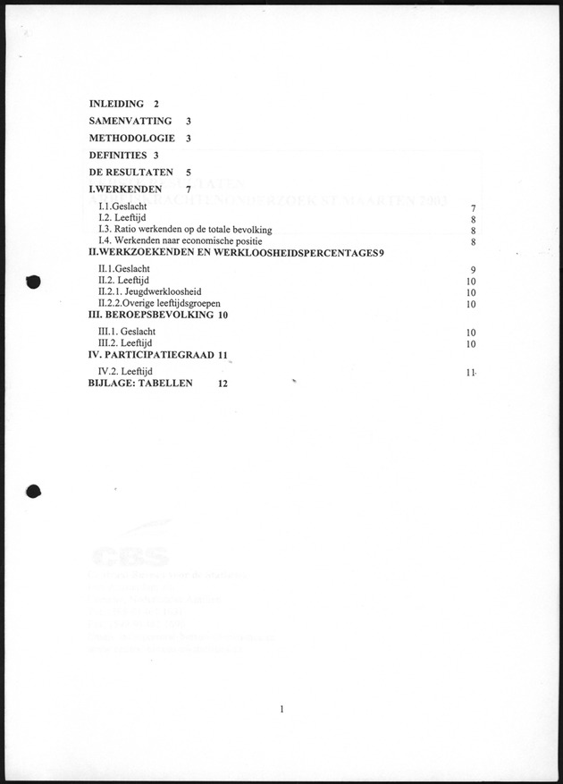 Eerste Resultaten Arbeidskrachtenonderzoek St.Maarten 2003 - Page 1