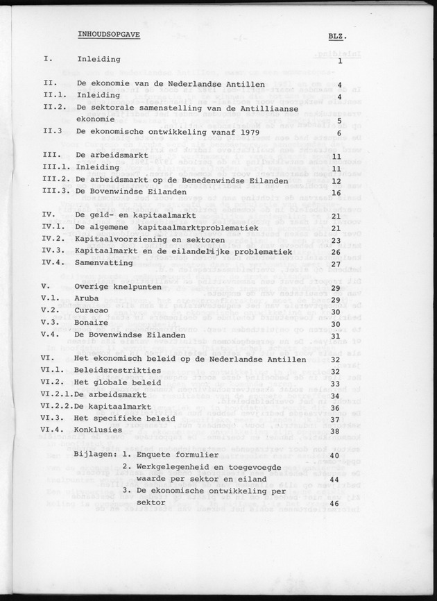 Bedrijvenenquete 1982 - Inhoudsopgave