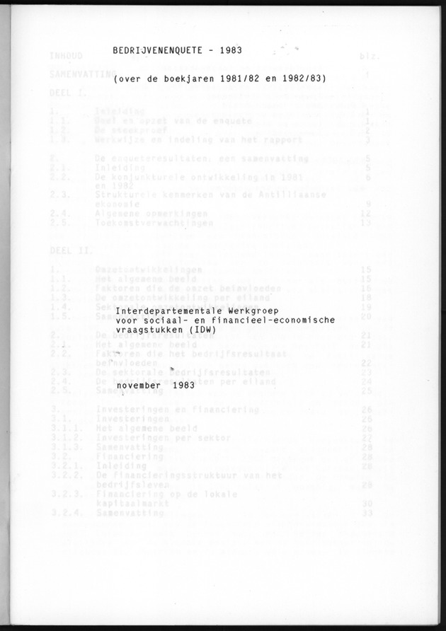 Bedrijvenenquete 1983 (over de boekjaren 1981/82 en 1982/1983) - Title Page